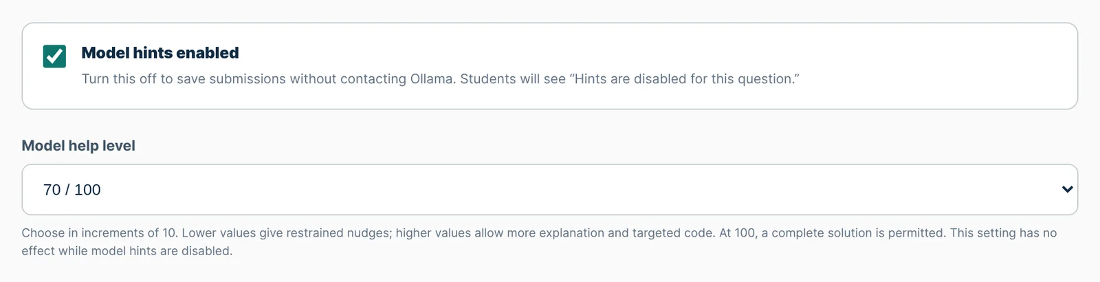 The two controls in the question editor.